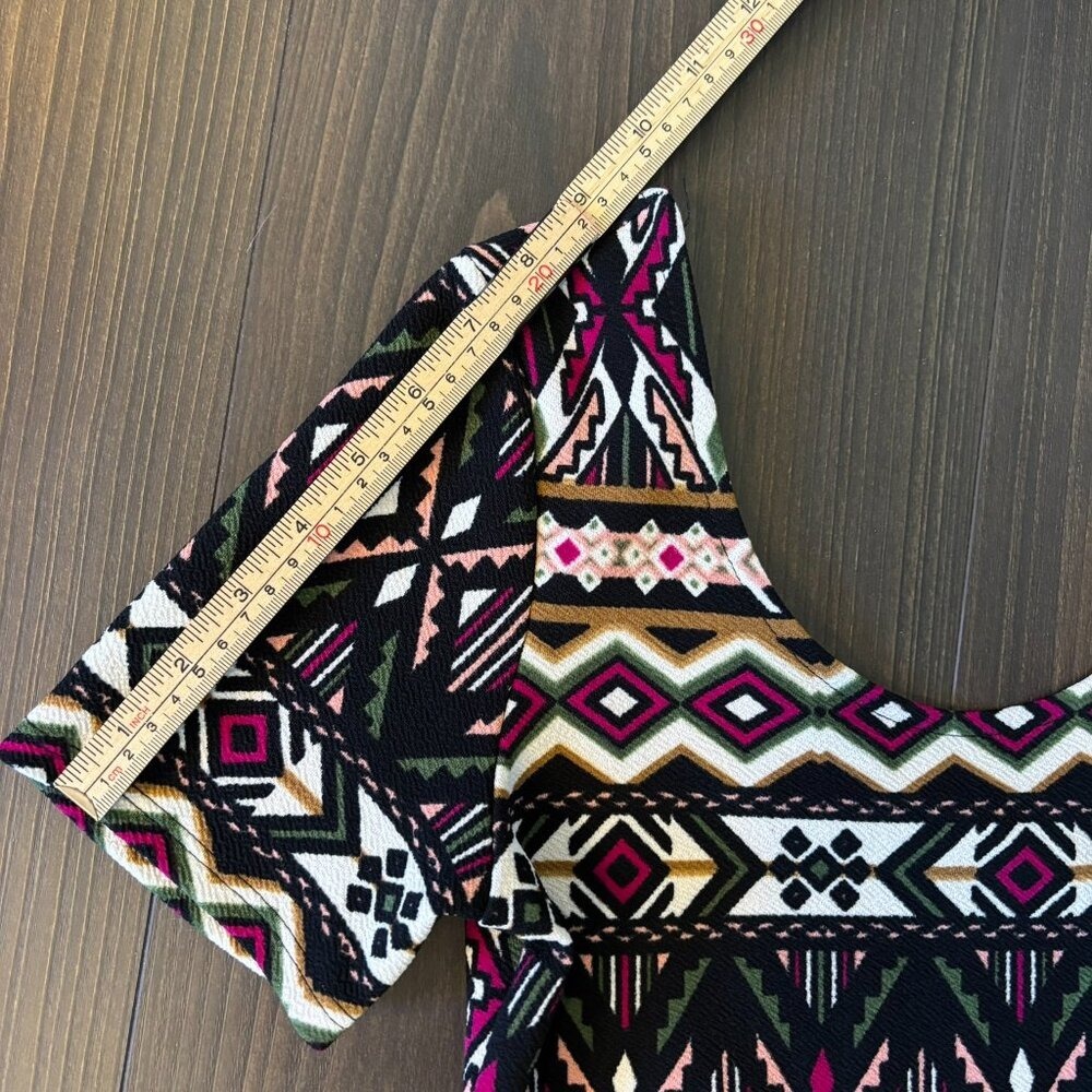 Alya Tribal Print Fit & Flare Mini Dress, Size Small – Boho Festival Style - Picture 8 of 12